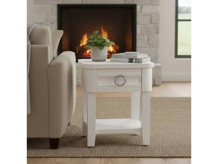 Dmora Couchtisch Binago 45x40x54h cm Weiß mit Schublade