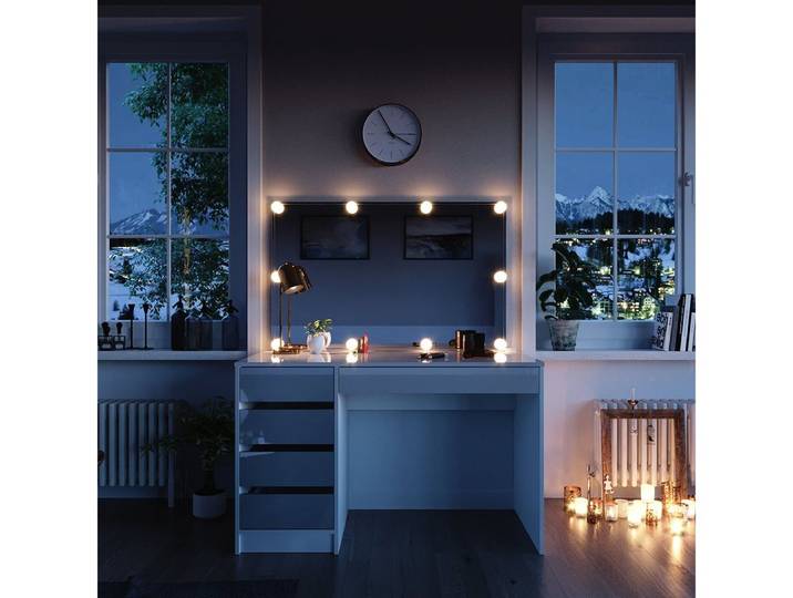 Vicco Schminktisch Sherry, Weiß, 120 cm mit LED Beleuchtung (2-St)