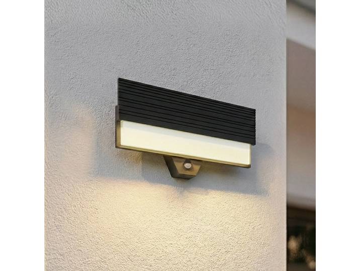 Applique d'extérieur LED Melira, anthracite, capteur, IP65 - Lucande - Terrasse - Moderne - Aluminium - À ampoule unique