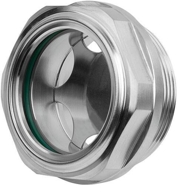 KIPP Jauge d’huile avec réflecteur hexagonal D1=G3/4 D=32 acier inoxydable (K2182.32034)