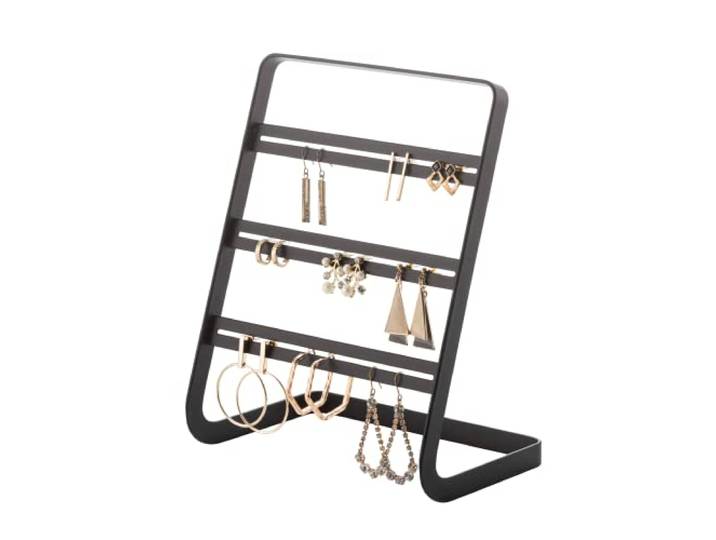 YAMAZAKI 2491 TOWER Earring Stand, black, Steel, 15.2 x 10.3 x 19.7 cm