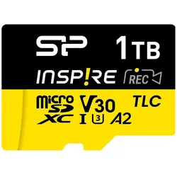 Silicon Power microSDXC 1TB A2 + USB-C 3.2 Gen Card Reader (1000 GB, microSDXC, U3, UHS-I), Speicherkarte, Schwarz, Gelb