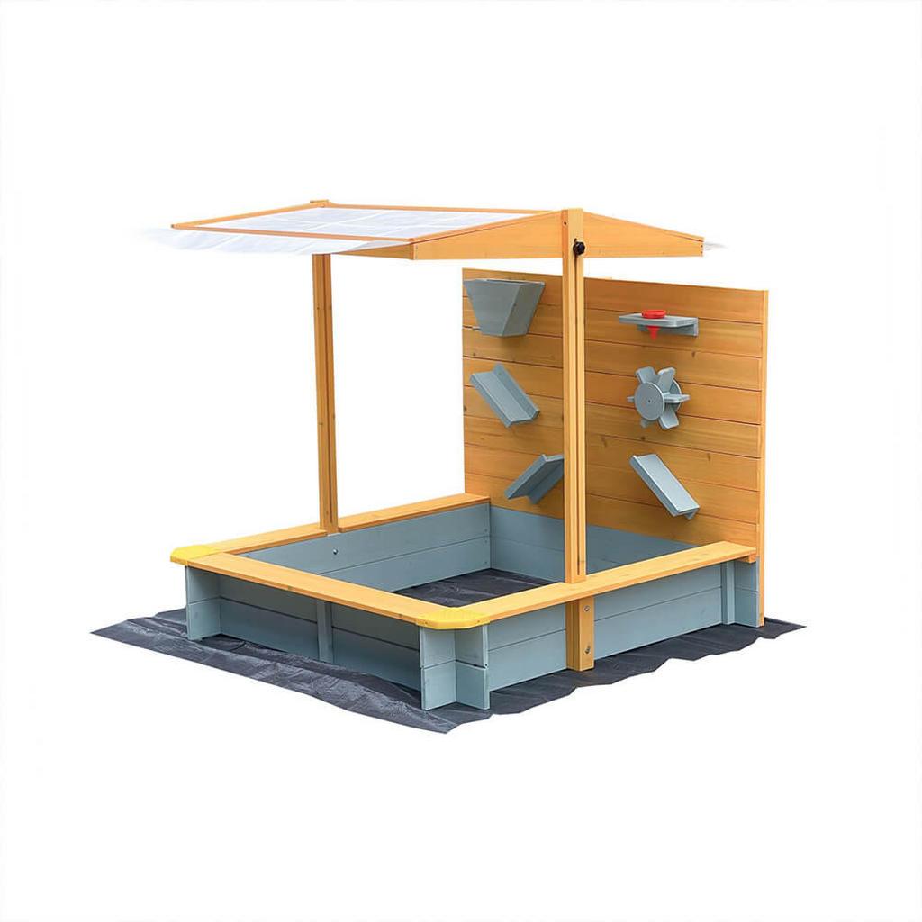 Home Deluxe Sandkasten, Grau, Braun, Holz, 110x110x110 cm, Outdoor Spielzeug, Sandkästen