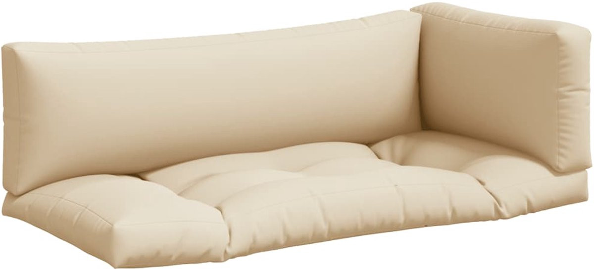 vidaXL Palletkussens - 3 stuks - beige - stof