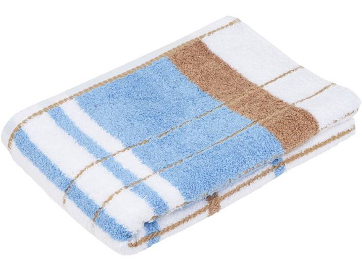 Duschtuch GÖZZE Berlin Streifen , blau (bleu, bahama, beige), B:70cm L:140cm, Frottier, Obermaterial: 100% Baumwolle, Handtücher, Duschtuch