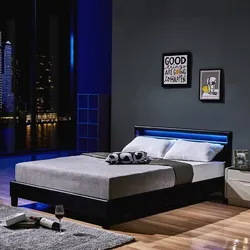 HOME DELUXE LED Bett ASTRO - 140 x 200 cm Schwarz