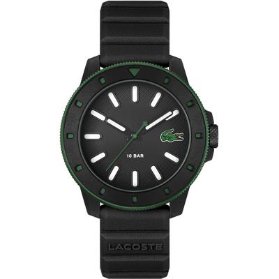 Quarzuhr LACOSTE "LACOSTE.12.12 SCUBA", schwarz (schwarz, schwarz), Armbanduhren, Herren, schwarz, Quarzuhr, Armbanduhr, Herrenuhr, Silikonarmband, analog