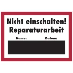 Hinweisschild, Nicht einschalten! Reparaturarbeit, 297x420mm, Alu geprägt - 420x297x0.6 mm Aluminium geprägt