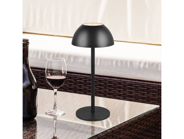 Reality Leuchten LED-Akku-Tischlampe Ricardo, schwarz, Höhe 30 cm, Kunststoff dimmbar, schwarz, Kunststoff, Modern