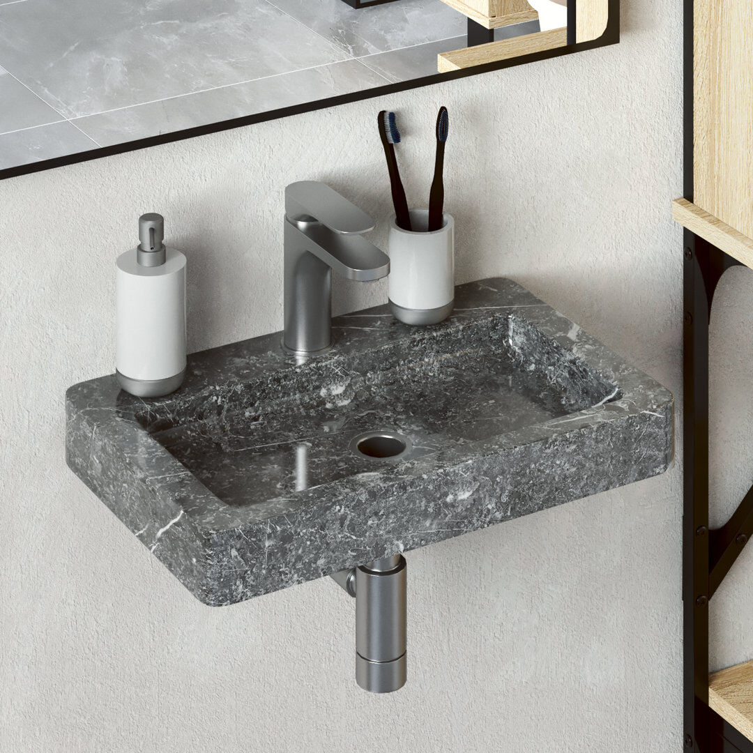 Borough Wharf Trapp Wall-mounted Sink Marble Natural Stone Basin Washroom Bathroom Sink Grey 240mm W