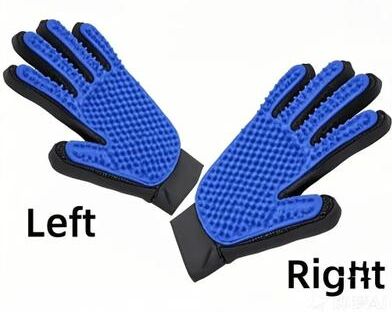 Inspired Finds Pet Grooming Glove Hair Remover Brush For Dogs & Cats blue Left Right