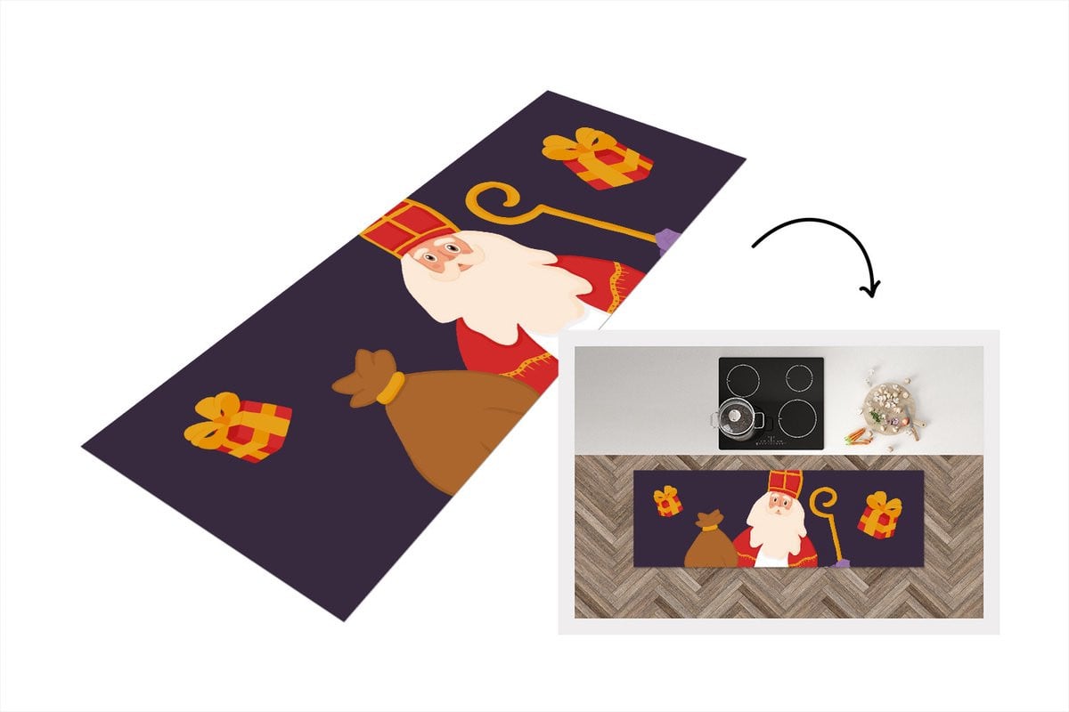 Keukenloper Sinterklaas van vinyl - 150 x 50 cm