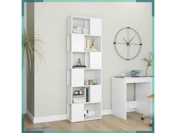 Bibliothèque/Séparateur de pièce - 809098 - Blanc - 60 x 24 x 186 cm - Bois d'ingénierie