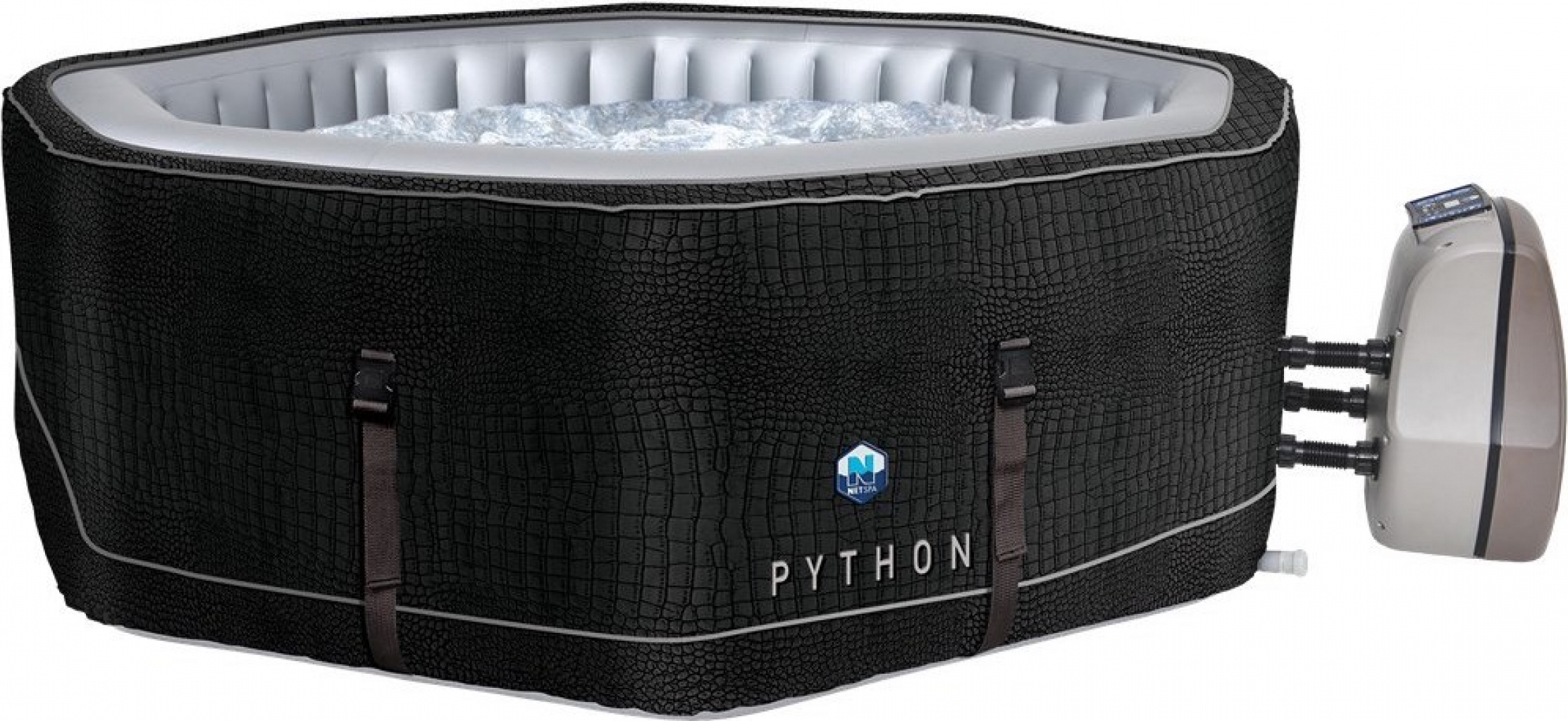 Netspa Python 5/6 Personen 185X70Cm - Kunstleder/Kroko-Effekt - 850L - Aufblasbarer Whirlpool, oktogonal - 5/6 Plätze