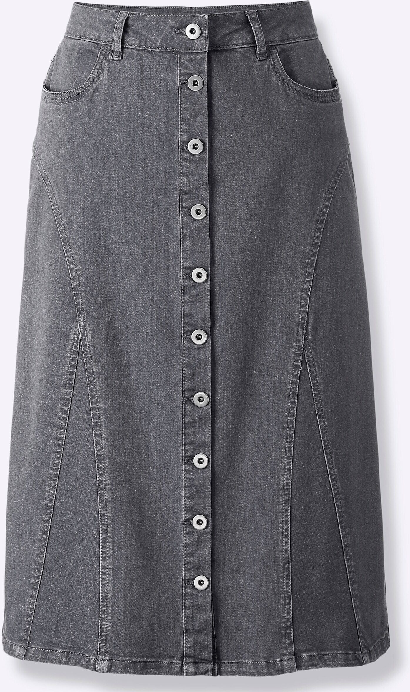 Jeansrock WITT "Jeans-Rock Jeansrock in Stretch-Qualität", Damen, Gr. 21, grau (grau, denim), Modisch, Röcke Jeansrock