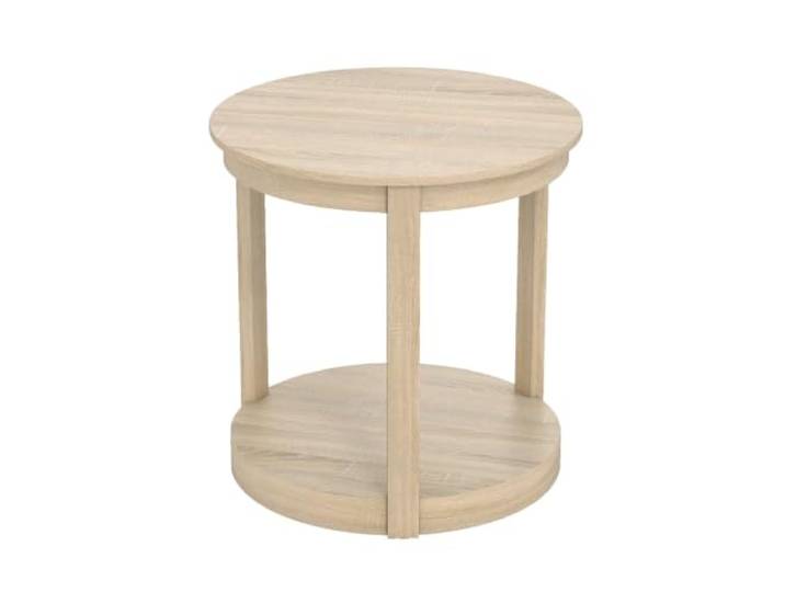 Helloshop26 Couchtisch, rund, 2 Ebenen, 60,5 x 61 cm, effektive Aufbewahrung, Landhausstil, aus Kautschukbaumholz, natur, 20_0013808