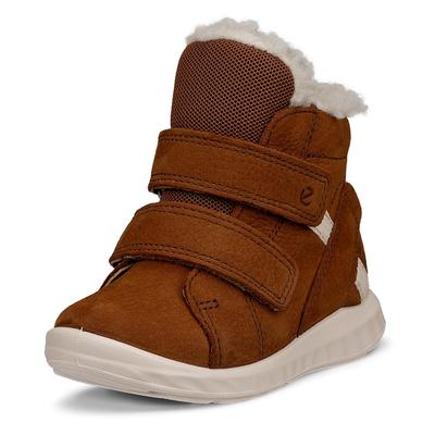 Klettstiefel ECCO "SP.1 Lite Infant", Mädchen, Gr. 21, braun (camelfarben), Nubukleder, Schuhe Klettstiefel, Winterstiefel, Winterboots, waterproof, mit SHOCK-POINT-Technologie
