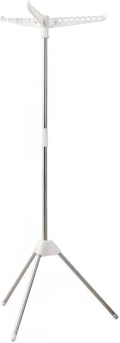 Wasrek Merkloos Zilver Kleedrek met Vouwbaar Tripod Design, Hoogte: 160 cm