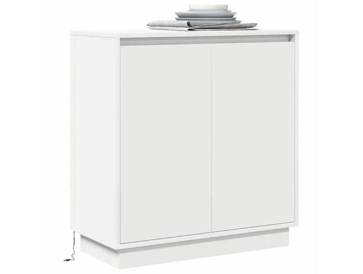 Buffet avec étagère - - Blanc - 71x34.5x75 cm - Bois d'ingénierie - Avec 2 portes - Étagère intégrée - Bandes LED