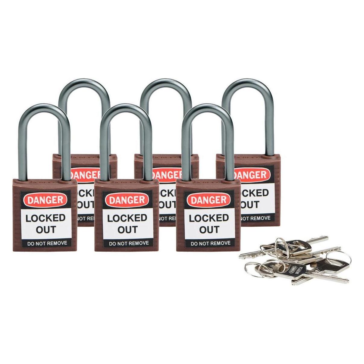 Brady kompaktes Sicherheitsschloss Nylon, Braun, 38mm Bügelhöhe, 4,7mm Aluminium-Schliessbügel (Key (814130)