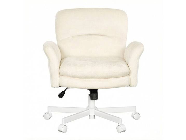 Chaise de Salle à Manger Pivotante 360°Beige Velours Siège Ergonomique avec Dossier Rembourré et Base Métallique hauteur réglable