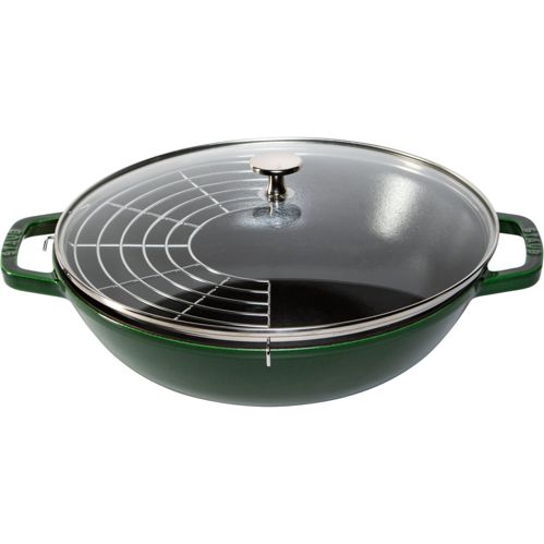 Staub Wok 30 cm mit Deckel Gusseisen, Basilikum-grün