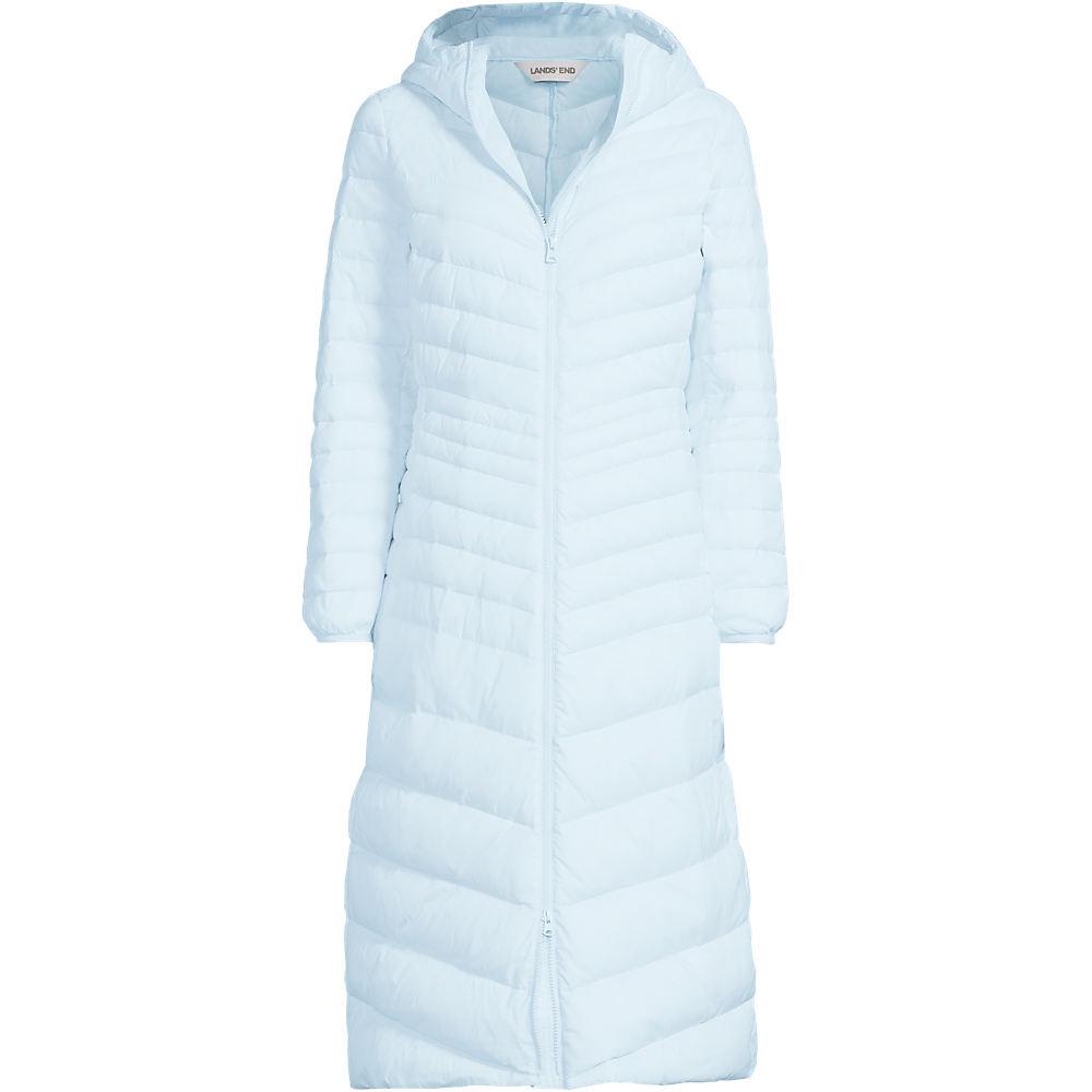 Ultraleichter Maxi-Daunenmantel mit Kapuze WANDERWEIGHT für Damen, Damen, size: regular, Blau, Nylon/Daunen, by Lands' End