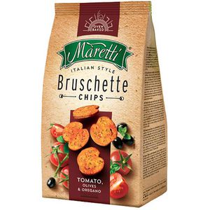 Maretti Brotchips Bruschette Chips Tomato, Olives & Oregano, Weizen, mit Sonnenblumenöl & im Ofen gebacken, 150 g