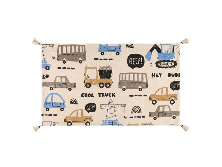 Baumwollteppich LKW-Muster 70/120 cm, Mehrfarbig, Naturmaterialen, 70x120 cm, Teppiche und Böden, Teppiche, Webteppiche