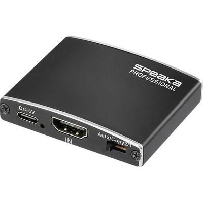 SpeaKa Professional SP-HDMIS-200 HDMI-Splitter mit Aluminiumgehäuse, Ultra HD-fähig 3840 x 2160 Pixel Schwarz