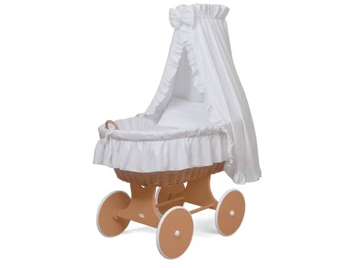 waldin Stubenwagen-Set mit Ausstattung,XXL,Bollerwagen,komplett,24 Modelle wählbar,Gestell/Räder lackiert,Stoffe weiß