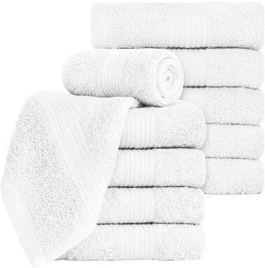 Ample Decor Luxurious Cotton Soft Washcloths 12X12 Inch - 10 Pcs