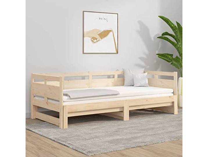 Massives Kiefernholz Ausziehbares Rollbett Tagesbett 2x 80x200 cm Braun Tagesbett Ausziehbar Massivholz Kiefer 2x 80x200 cm Schlafsofa Gästebett Rollbett mit Liegefläche für Übernachtungen