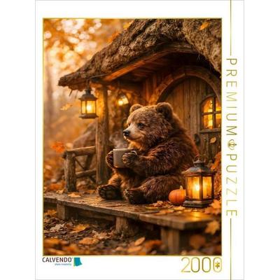 CALVENDO Puzzle Der kleine Bär vor seiner Höhle | 2000 Teile Lege-Größe 90x67cm Foto-Puzzle für glückliche Stunden