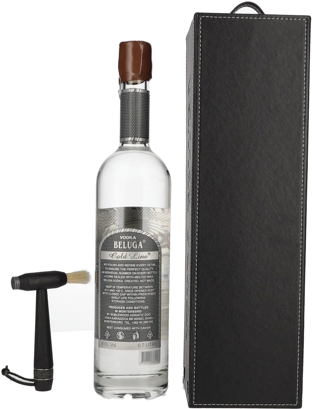 Beluga Vodka Beluga Gold Line Vodka Montenegro 40% Vol. 0,7l in Geschenkbox in Lederoptik mit Pinsel