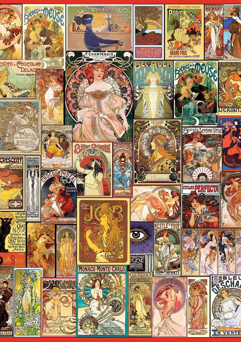 Art Puzzle Kunstpuzzel Art Nouveau postercollage - 1500 stukjes