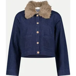 Jeansjacke mit Fake-Fur Kragen Blau 44