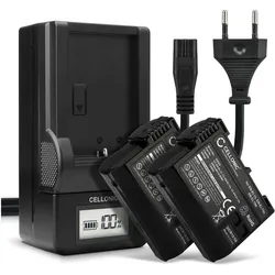 Cellonic Akku für Nikon D7500, D500, D750, D7000, D850, D7200, D7100, Z 6 II, D800 (Kamera Akku), Kamera Stromversorgung, Schwarz