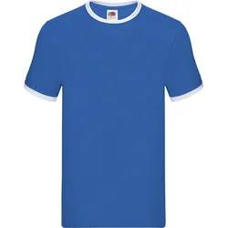 Fruit of the Loom VALUEWEIGHT RINGER T - Herren T-Shirt mit Rundhalsausschnitt, royal/weiß, 3XL