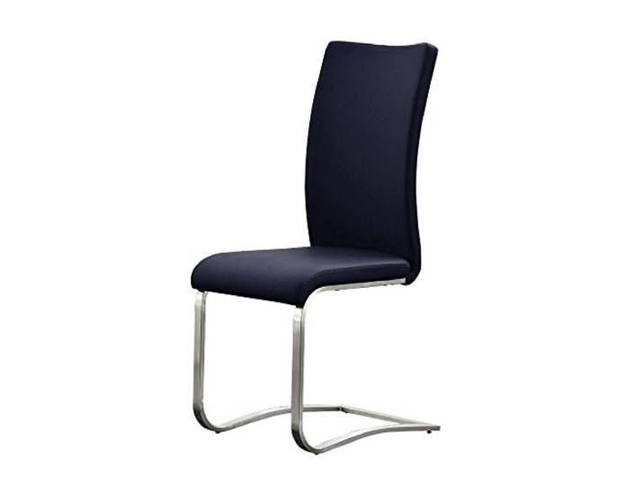 Robas Lund Esszimmerstuhl Leder Blau 2er Set, belastbar bis 130 kg, Schwingstuhl mit Rindsleder, Gestell Edelstahl, Komfortsitzhöhe