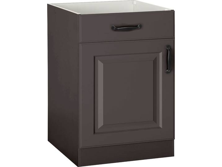 Unterschrank WIHO KÜCHEN Erla , grau (front: kassette anthrazit, korpus: anthrazit), B:60cm H:82cm T:57cm, Schränke, Unterschrank, mit Kassettenfront, ohne Arbeitsplatte, in zwei Breiten