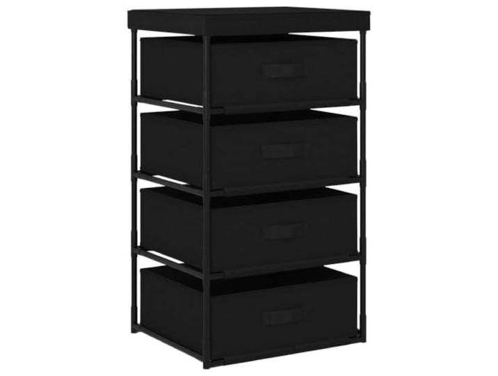 KUPTYERFG Standregal mit 4 Stoffkörben Stahl Regal Schwarz 45x38x80 cm Flexibles Korbregal mit 4 entnehmbaren Textilboxen und stabilem Metallgestell für Wohnzimmer, Flur und Badezimmer.