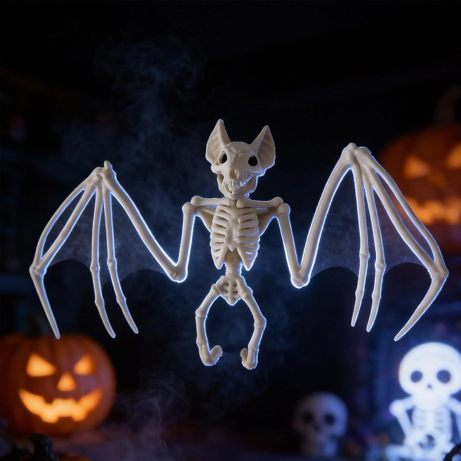 Levensgrote witte vleermuis en skelet Halloween decoratie voor binnen en buiten