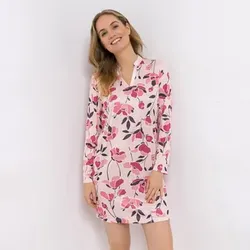 LITTLE ROSE Big Shirt, 1/1-Länge Mikrofaser Satin-Details Seitenschlitze