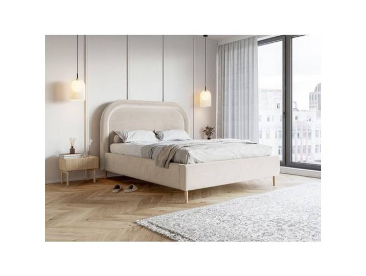 Lit capitonné double - LOREO - 180x200 cm - en velours déperlant grège