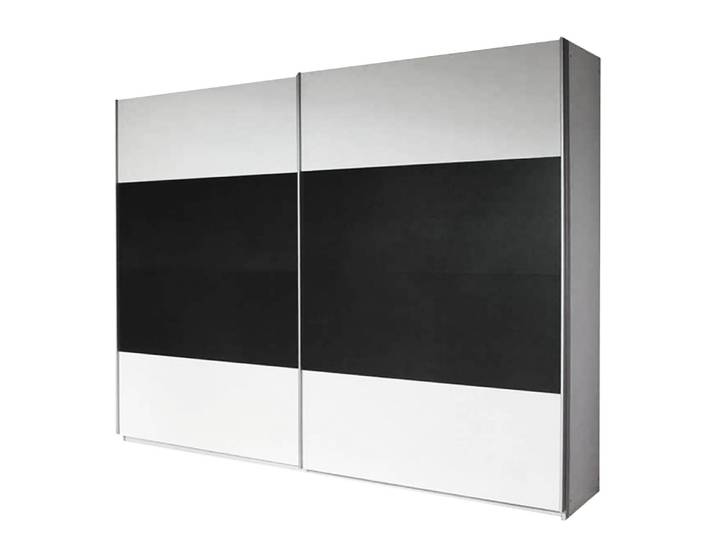 Armoire à portes coulissantes I 226 x 210cm Blanc/Gris/Blanc alpin/Gris métallisé