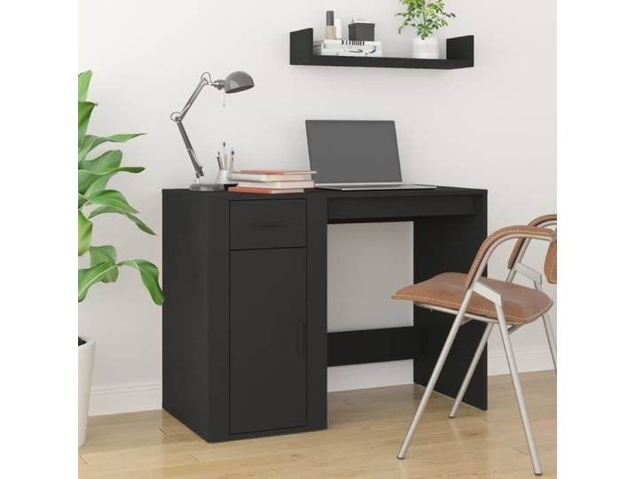 Bureau - ALOMEJOR - LeDivil - Noir - 100x49x75 cm - 1 tiroir - Bois d'ingénierie