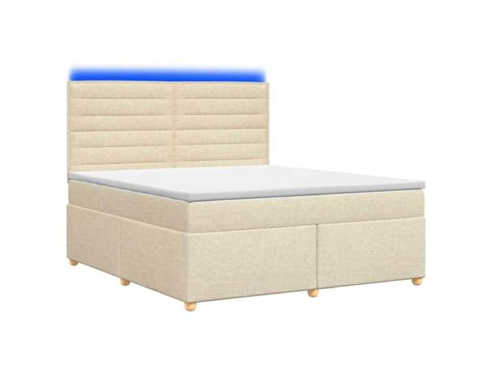 RJPLMFV Boxspringbett mit Matratze, 140 x 200 cm, cremefarben Verstellbarer Kopf, USB-LED, waschbarer Bezug, massives Kiefernholz, fester Komfort