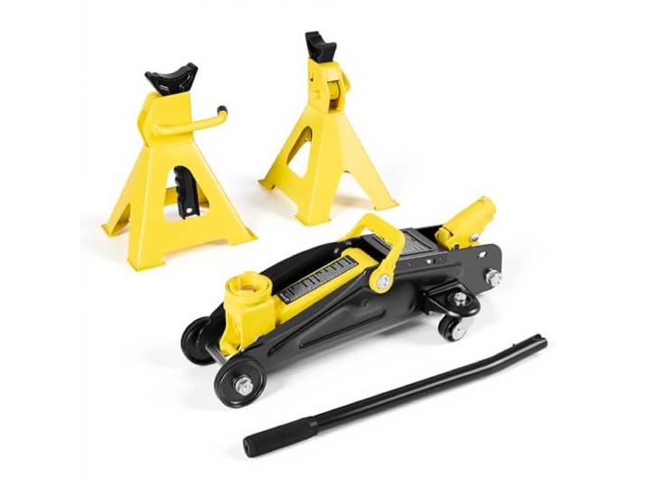 VEVOR Cric Hydraulique à Profil Bas Capacité 2 T\, Cric Rouleur en Acier avec Chandelles\, Plage de Levage 13-31 cm\, avec Pompe de Levage Rapide à Piston Unique\, pour Lever SUV\, Entretien Auto