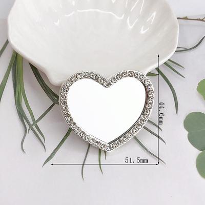 Fusion Finds Vintage Rose Compact Makeup Mirror Double Sided Pocket Travel Mirror With Rhinestone Design silvery
